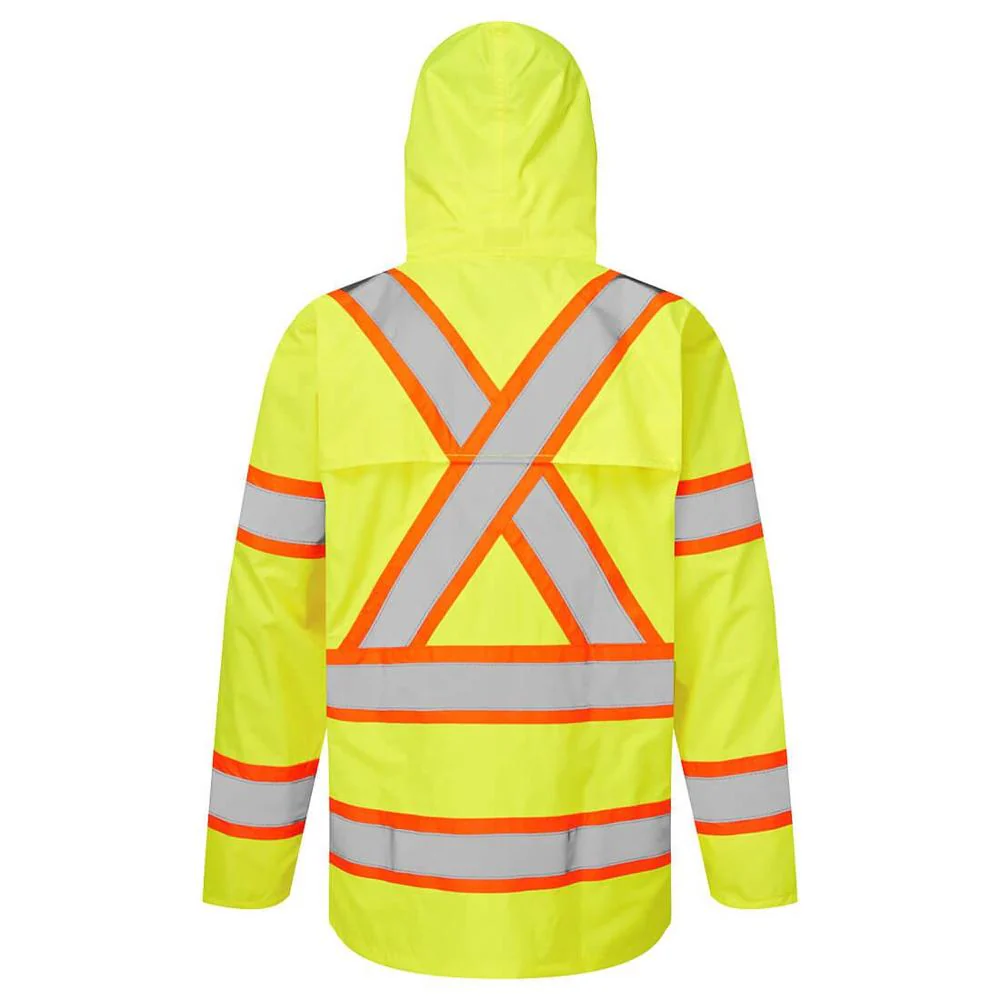 Portwest CA400 - Hi-Vis X Back Contrast Tape Rain Jacket (Yellow) - Image 2