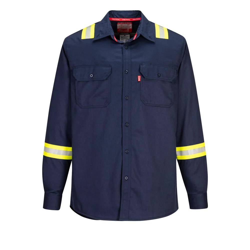 Portwest FR706 - Bizflame 88/12 FR Taped Shirt (Navy) - Image 2