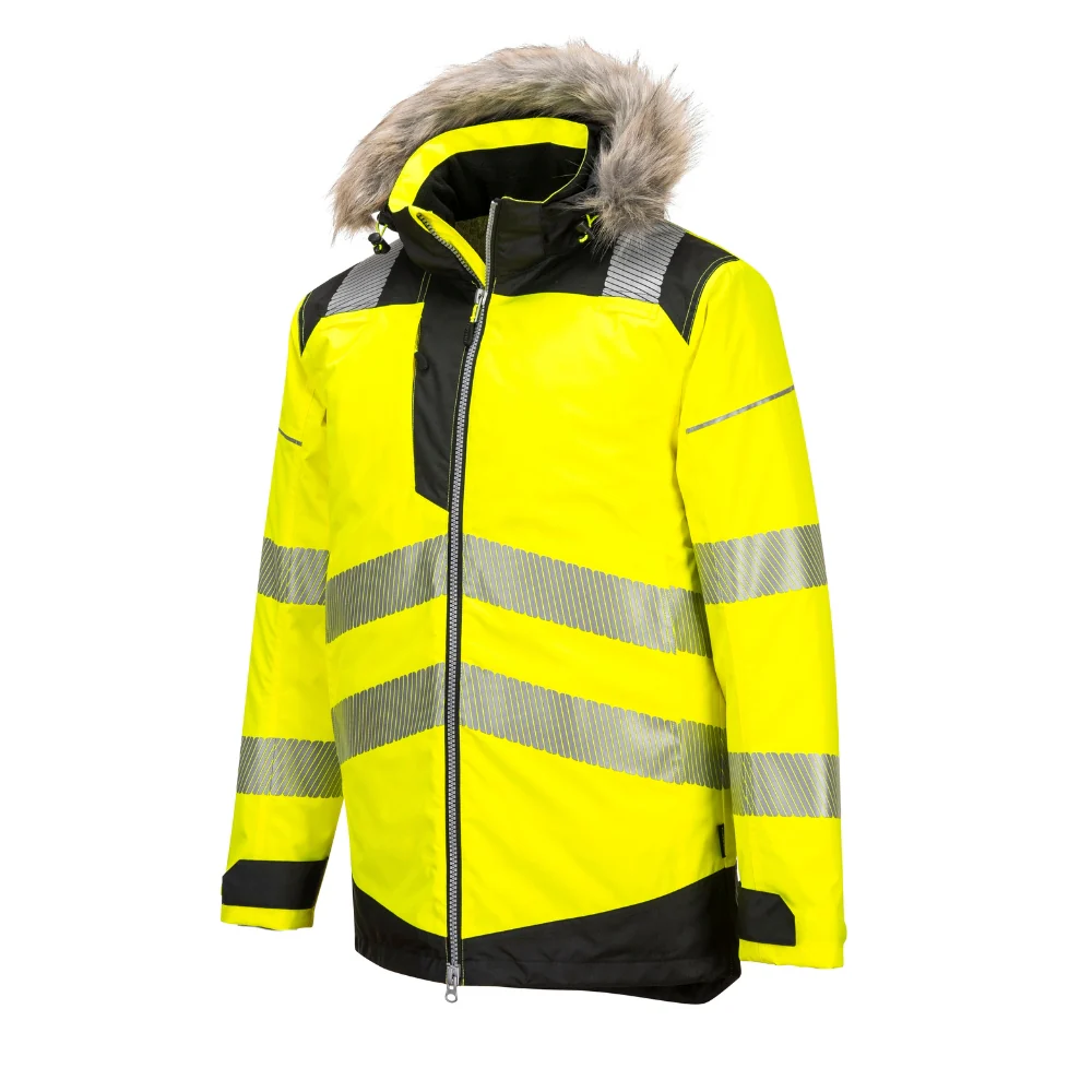 Portwest PW369 - PW3 Hi-Vis Winter Parka Jacket (Yellow/Black) - Image 3