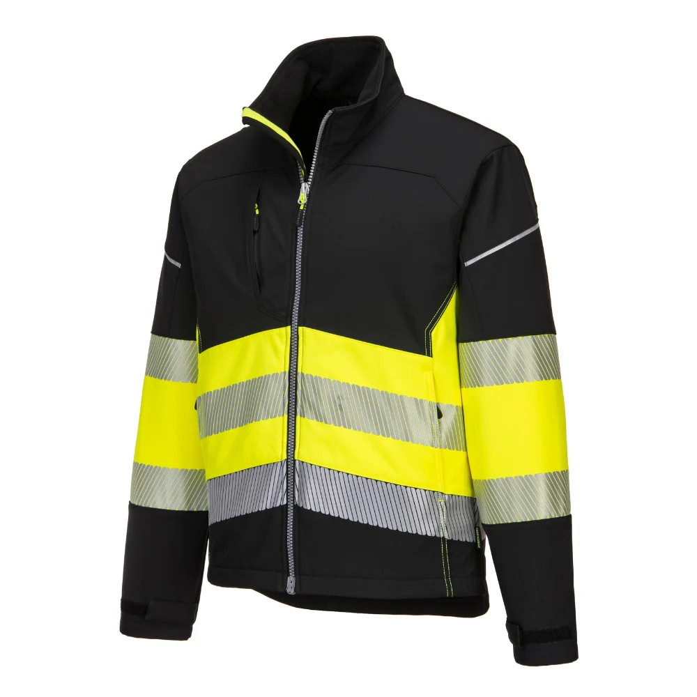 Portwest PW375 - PW3 Hi-Vis Class 1 Softshell Jacket (Black/Yellow) - Image 2
