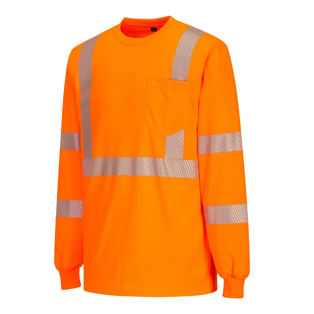 Portwest S195 - Segmented Tape Long Sleeve T-shirt (Orange) - Image 2