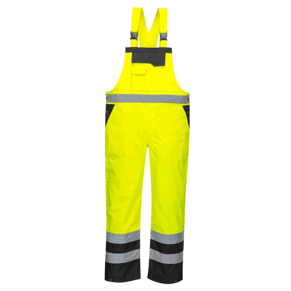 Portwest S489 - Contrast Bib and Brace - Lined (Yellow/Black) - Image 2