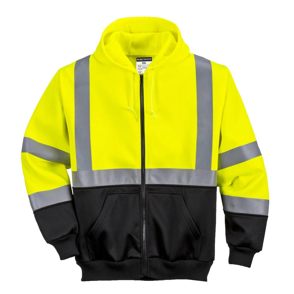 Portwest UB315 - Hi-Vis Two-Tone Zipped Hoodie (Yellow/Black) - Image 2