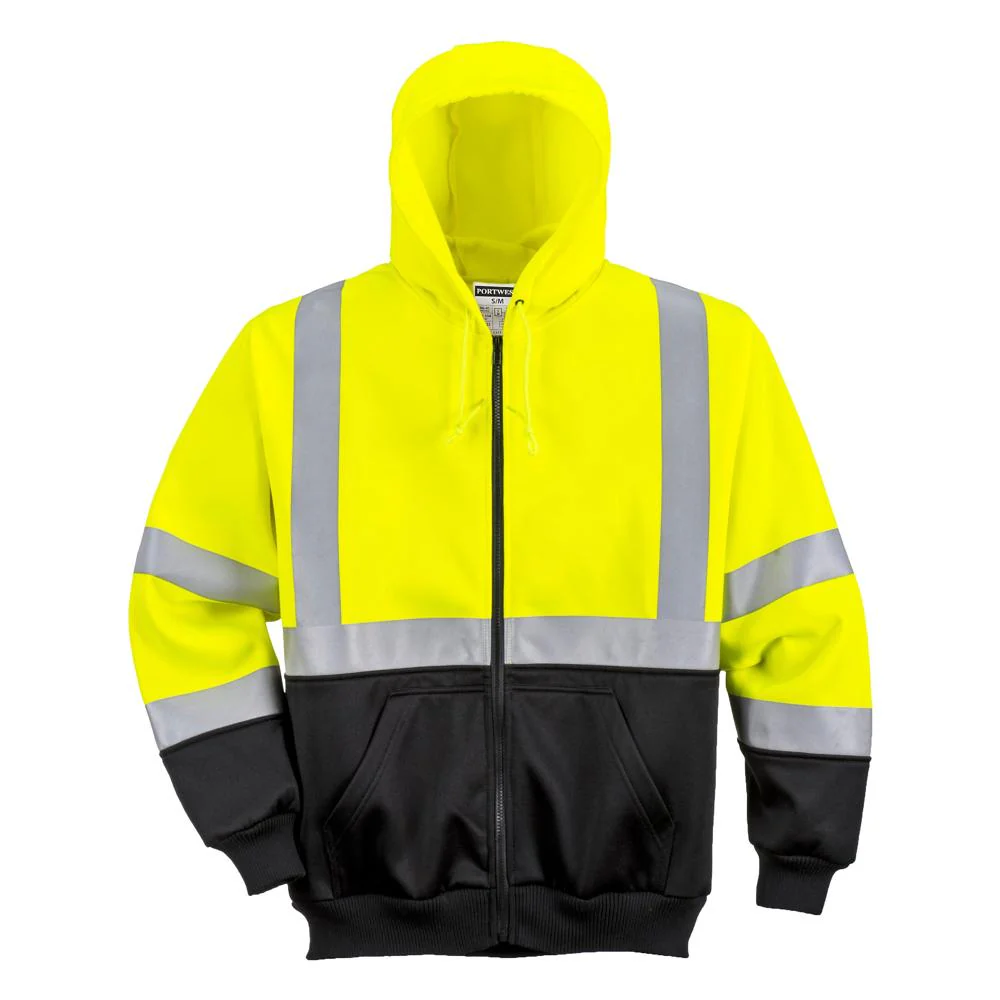 Portwest UB315 - Hi-Vis Two-Tone Zipped Hoodie (Yellow/Black) - Image 3