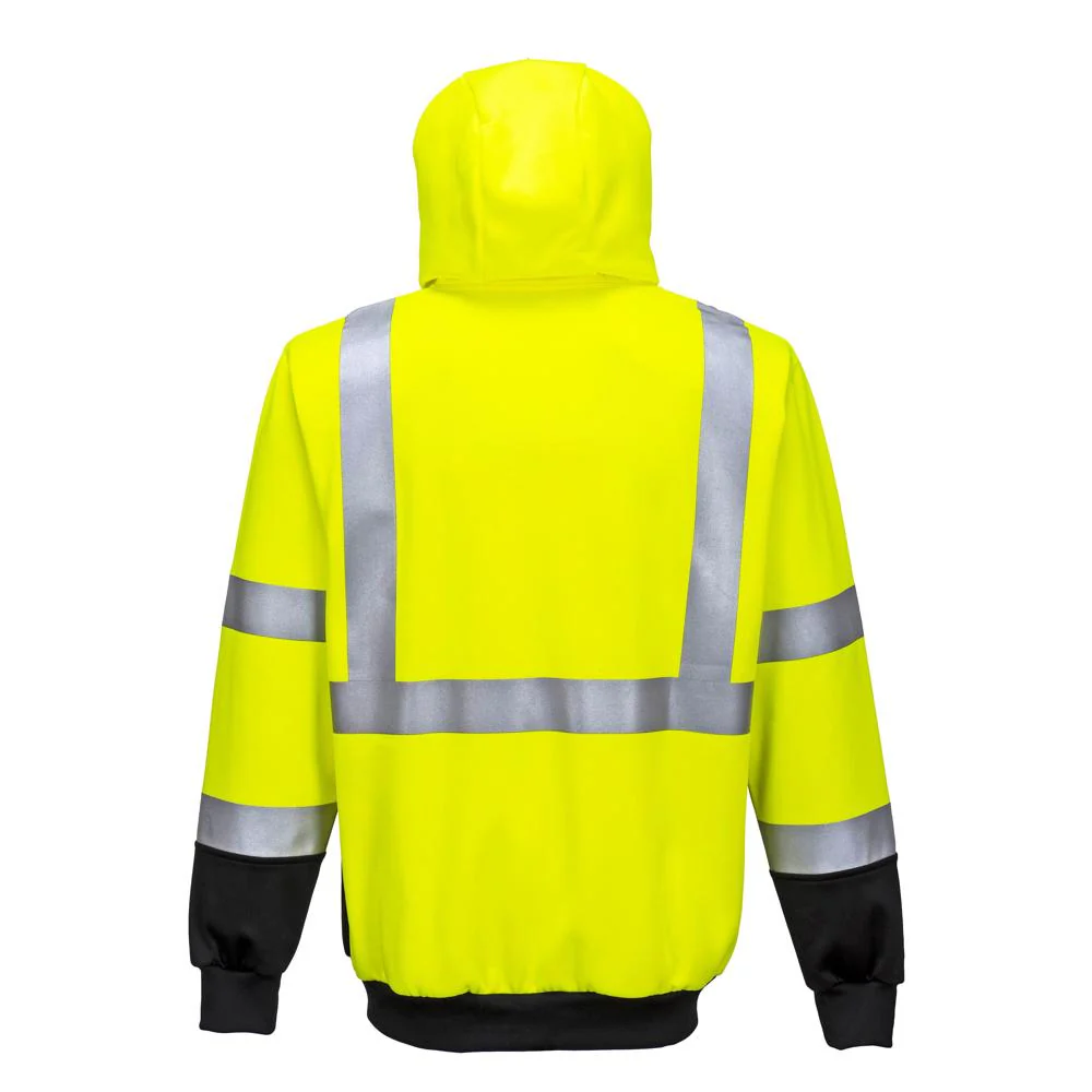 Portwest UB315 - Hi-Vis Two-Tone Zipped Hoodie (Yellow/Black) - Image 4