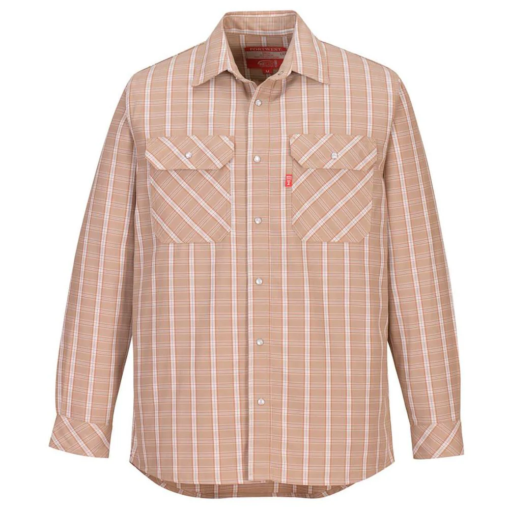 Portwest UFR97 - Bizflame 88/12 FR Plaid Shirt (Khaki)