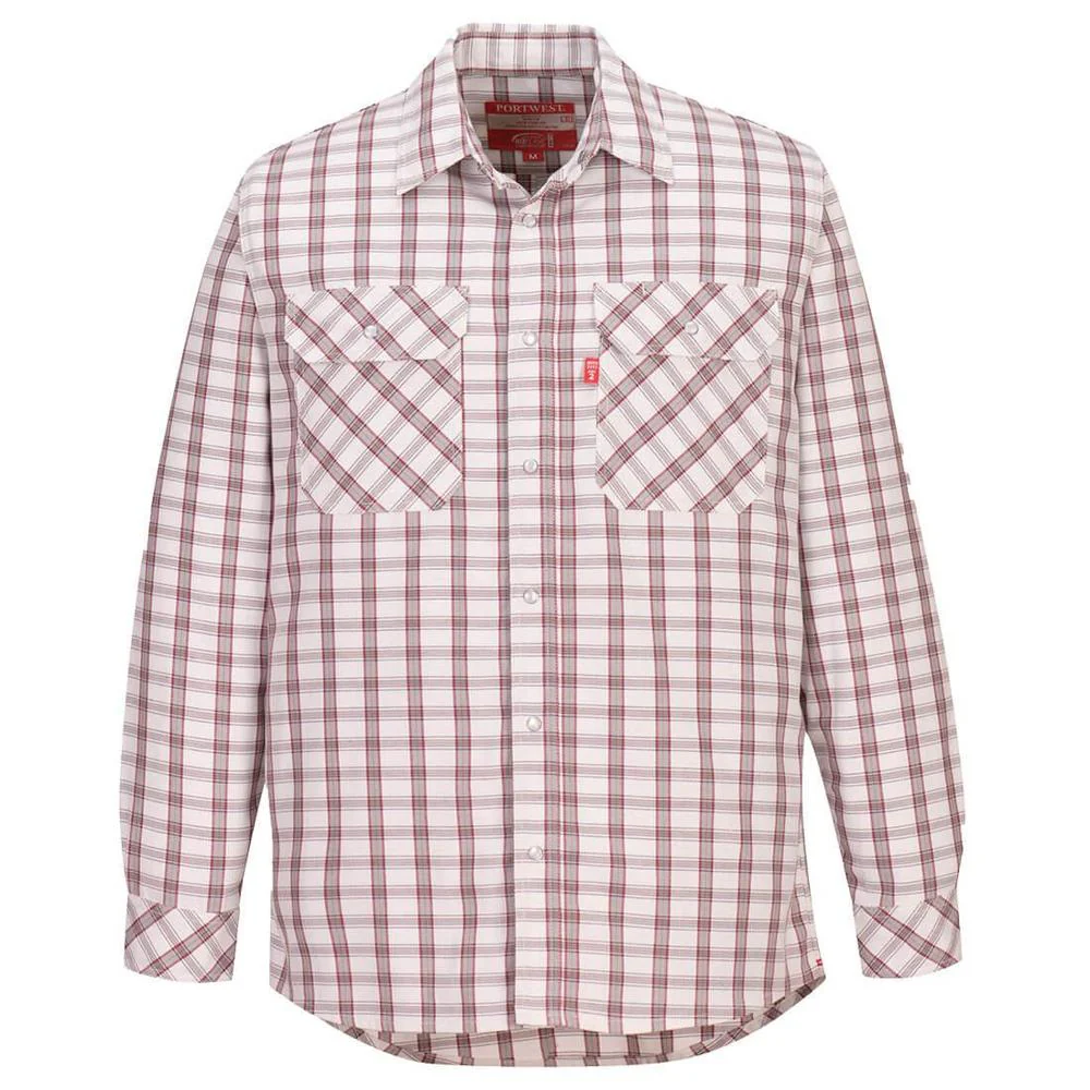 Portwest UFR97 - Bizflame 88/12 FR Plaid Shirt (White)