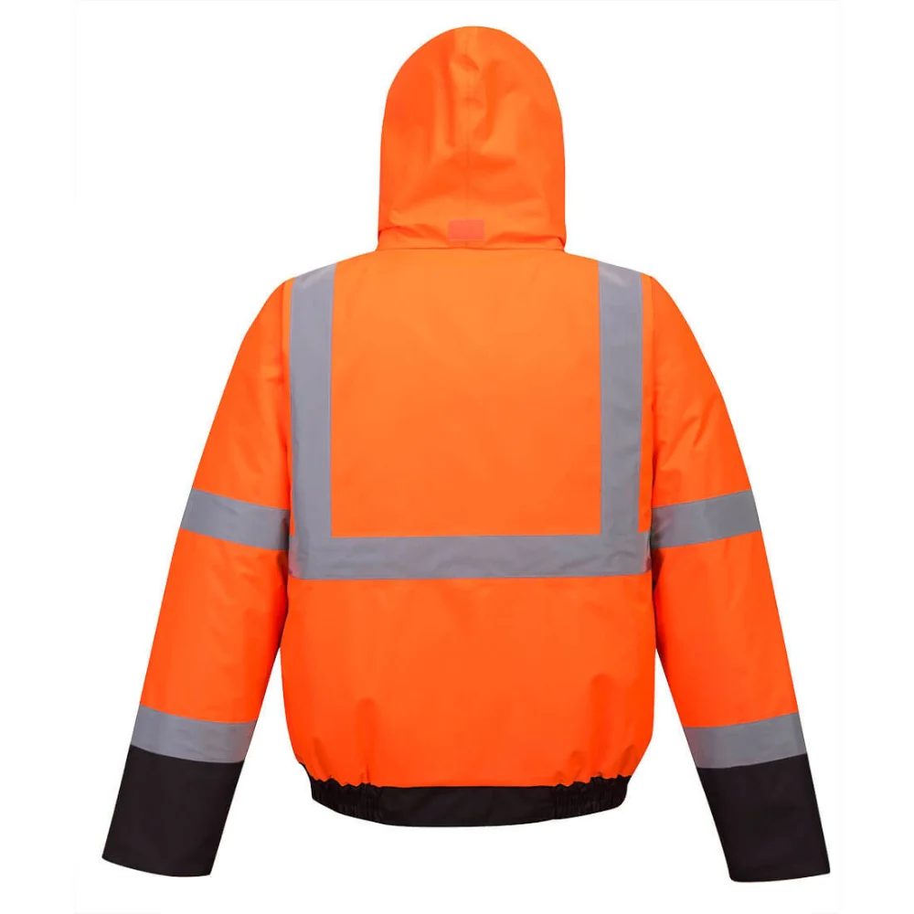 Portwest US363 - Hi-Vis Contrast Winter Bomber Jacket (Orange/Black) - Image 2
