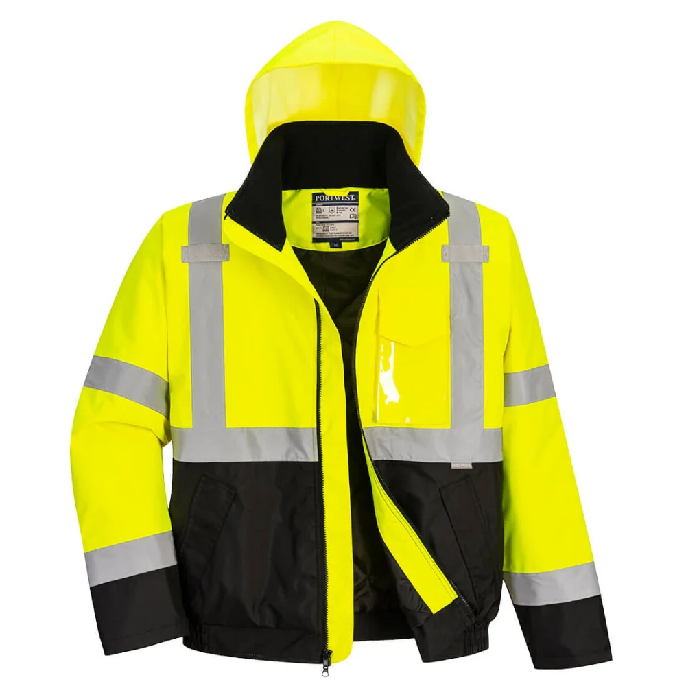 Portwest US363 - Hi-Vis Contrast Winter Bomber Jacket (Yellow/Black)