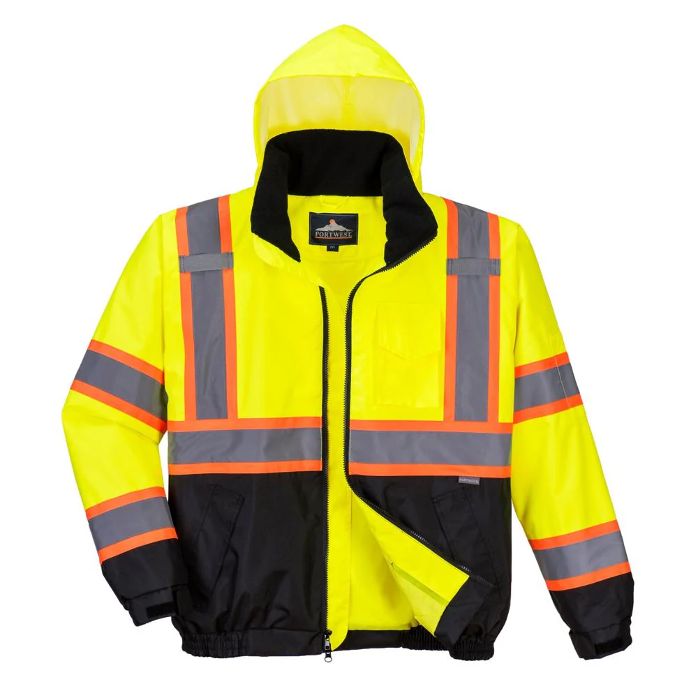 Portwest US367 - Hi-Vis 2-in-1 Contrast Tape Bomber Jacket - Image 3