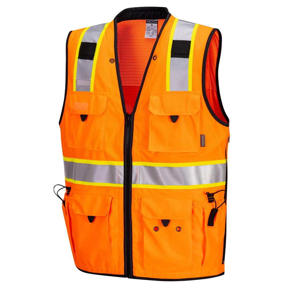 Portwest US376 - Expert Pro Surveyor Vest (Orange/Black) - Image 3