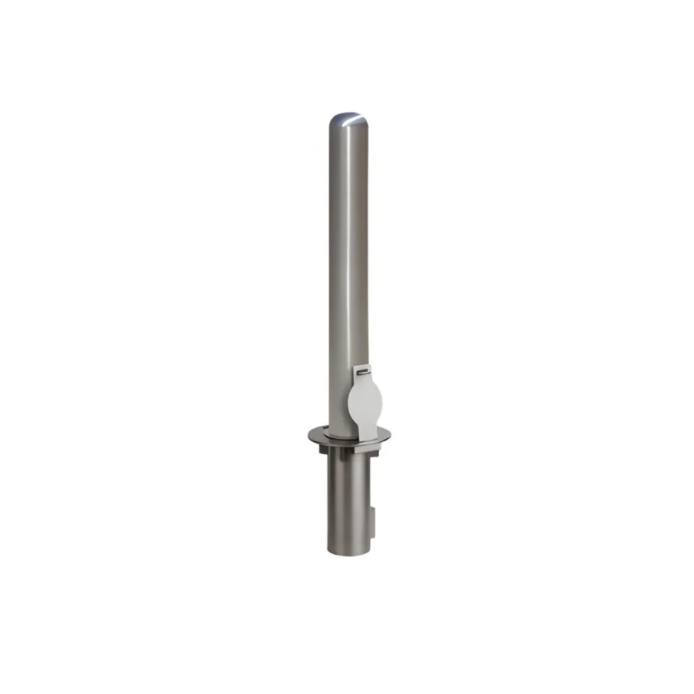 Post Guard 4" Stainless Steel Removable Steel Bollard with Embedment Sleeve | POS-RMB436SS-EMB4x12