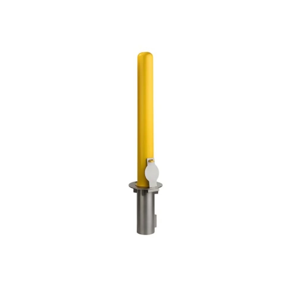 Post Guard 4" Yellow Coated Removable Bollard with Embedment Sleeve | POS-RMB436Y-EMB4x12