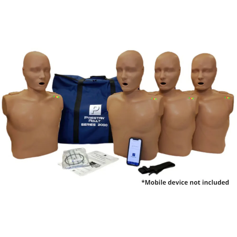Prestan Professional Adult 2000 CPR Training Manikin, Dark Skin Tone - Pack of 4 | CPR-PP-AM-2000-4-DS