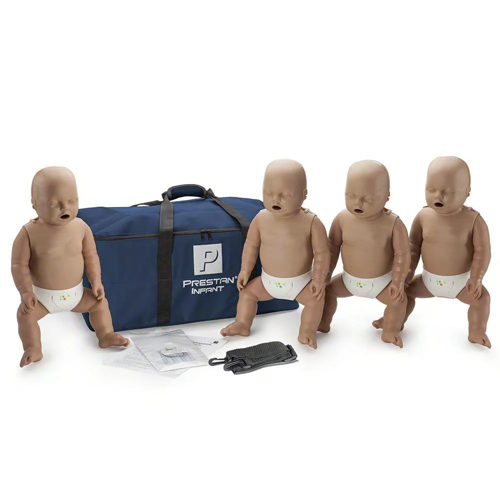 Prestan Professional Infant CPR Training Manikin with Monitor, Dark Skin Tone - Pack of 4 | CPR-PP-IM-400M-DS
