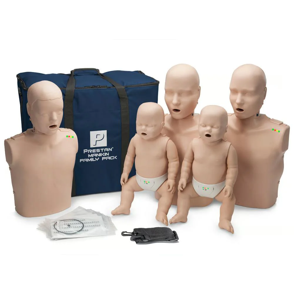Prestan Professional CPR Training Manikin with Jaw Thrust and Monitor, Medium Skin Tone - Family Pack | CPR-PP-FM-500M-MS