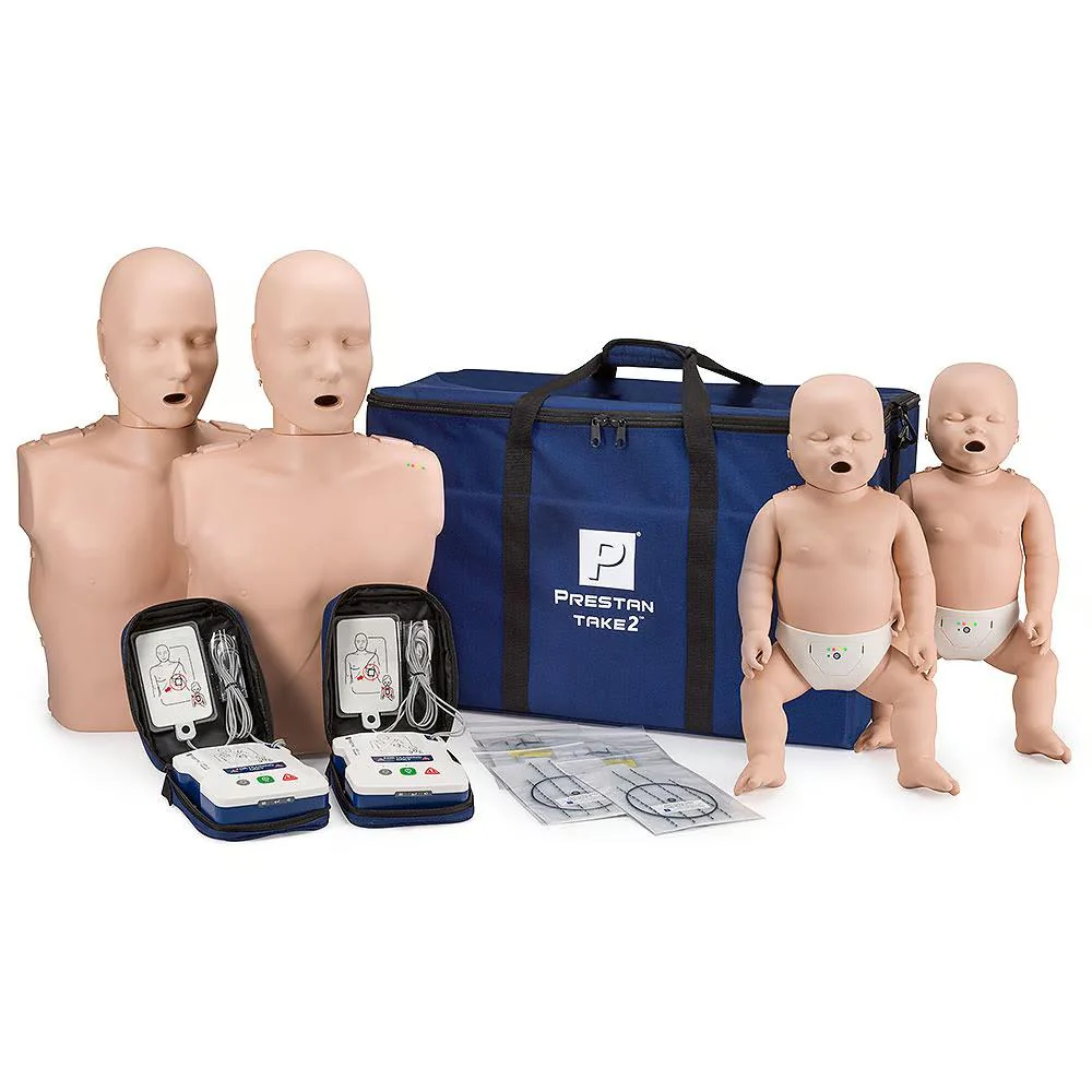 Prestan Professional CPR Training Manikin with AED Trainer and Monitor, Medium Skin Tone - TAKE2 Pack | CPR-PP-FM-600M-MS