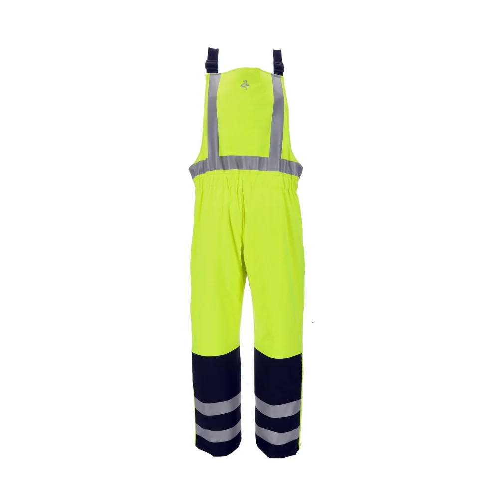 RefrigiWear HiVis Insulated Softshell High Bib Overalls (Black Lime) - Image 2
