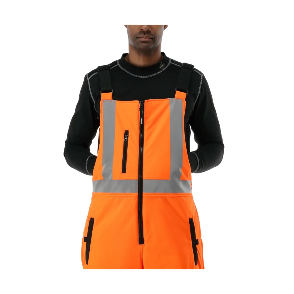 RefrigiWear HiVis Insulated Softshell High Bib Overalls (Black/Orange) - Image 4