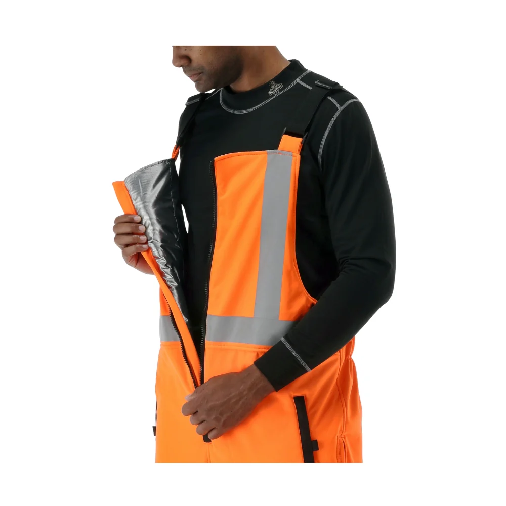 RefrigiWear HiVis Insulated Softshell High Bib Overalls (Black/Orange) - Image 5