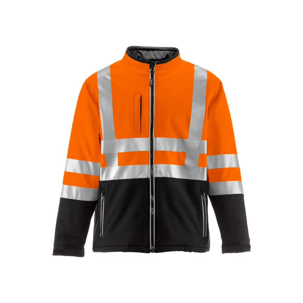 RefrigiWear HiVis Insulated Softshell Jacket (Black Orange)