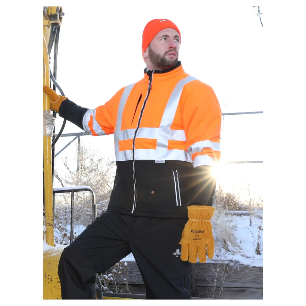 RefrigiWear HiVis Insulated Softshell Jacket (Black Orange) - Image 5