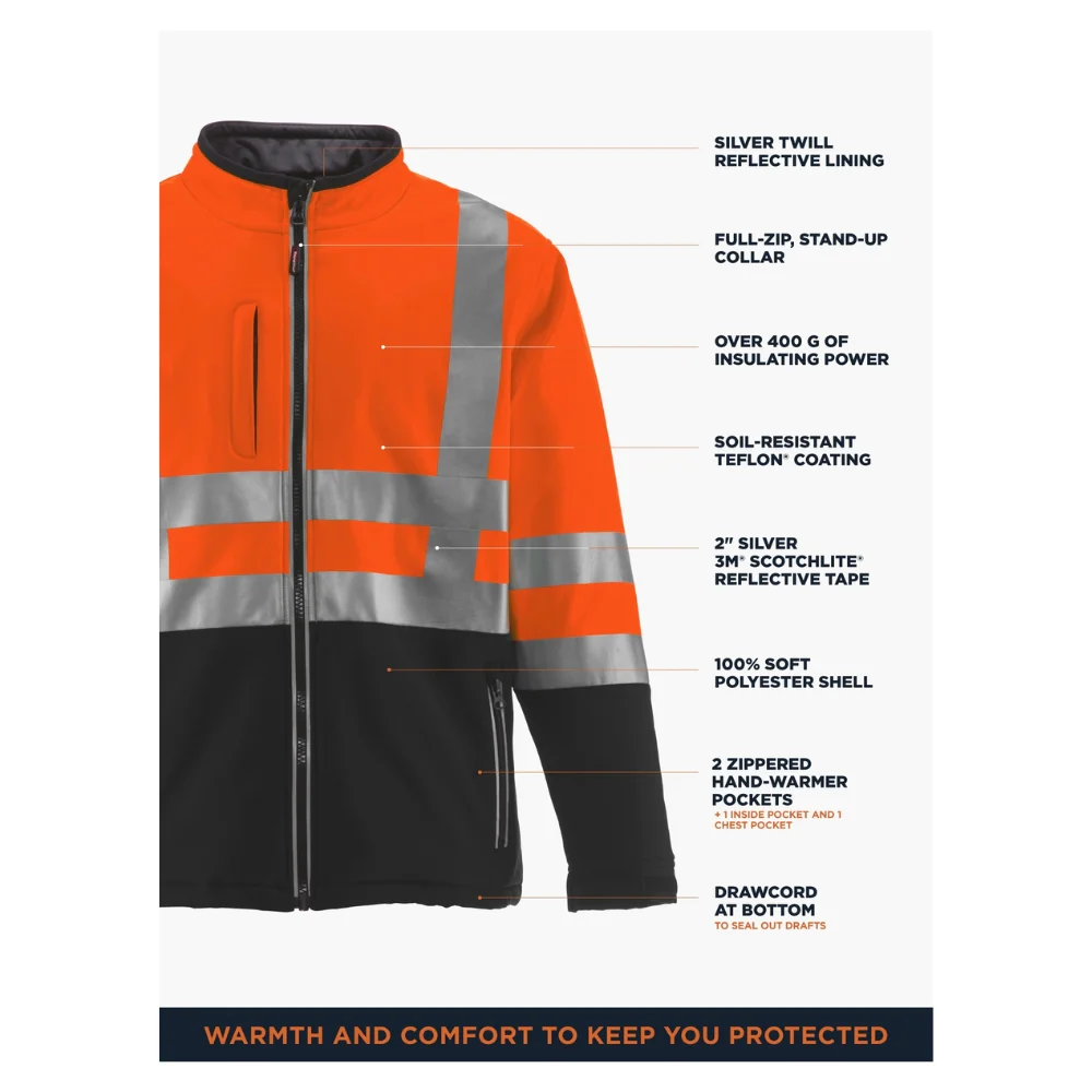 RefrigiWear HiVis Insulated Softshell Jacket (Black Orange) - Image 6