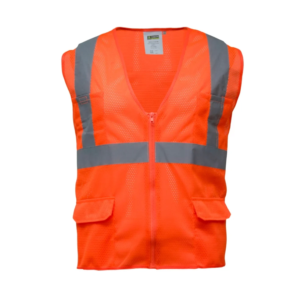 RefrigiWear HiVis Zipper Mesh Safety Vest Orange (Available in M-2XL)