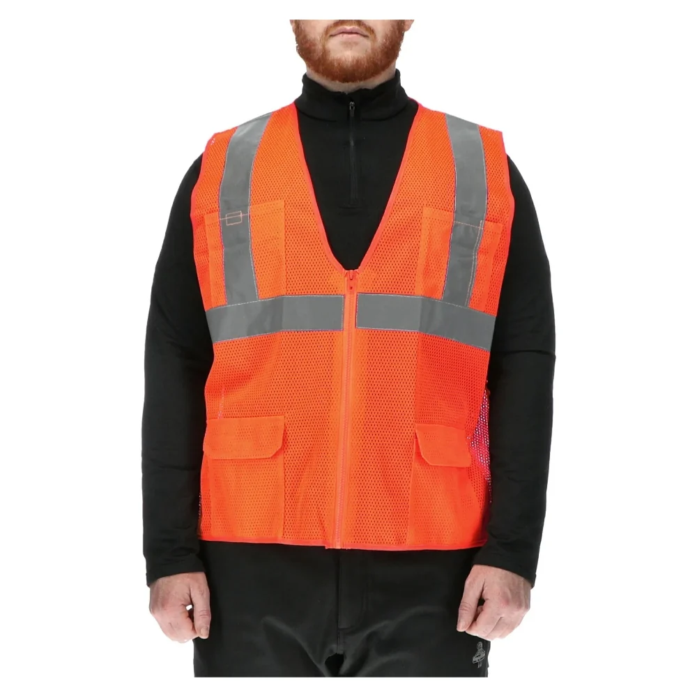 RefrigiWear HiVis Zipper Mesh Safety Vest Orange (Available in M-2XL) - Image 2
