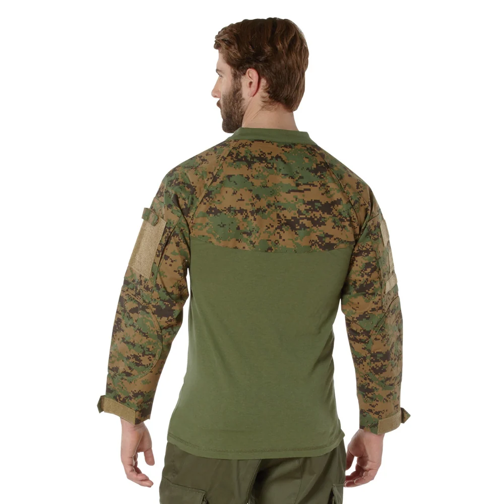 Rothco 1/4 Zip Tactical Airsoft Combat Shirt (Woodland Digital Camo) - Image 3
