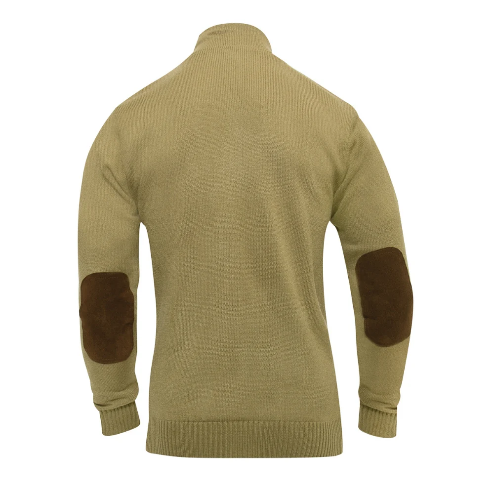 Rothco 3-Button Sweater With Suede Accents (Khaki) - Image 3