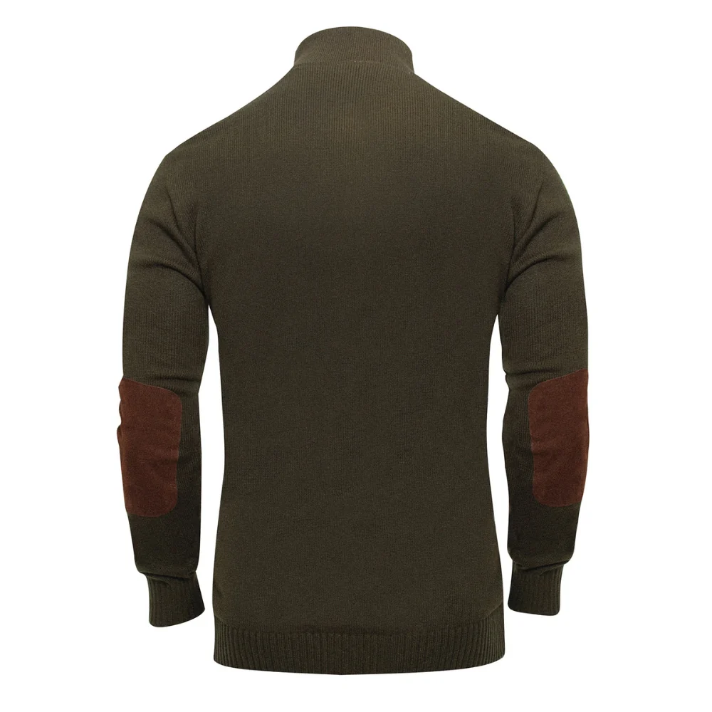 Rothco 3-Button Sweater With Suede Accents (Olive Drab) - Image 2