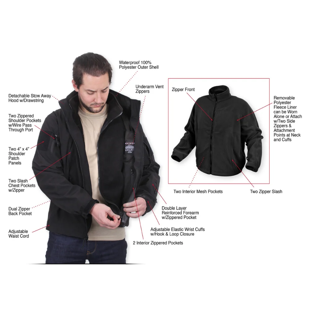 Rothco 3-in-1 Spec Ops Soft Shell Jacket (Olive Drab) - Image 7