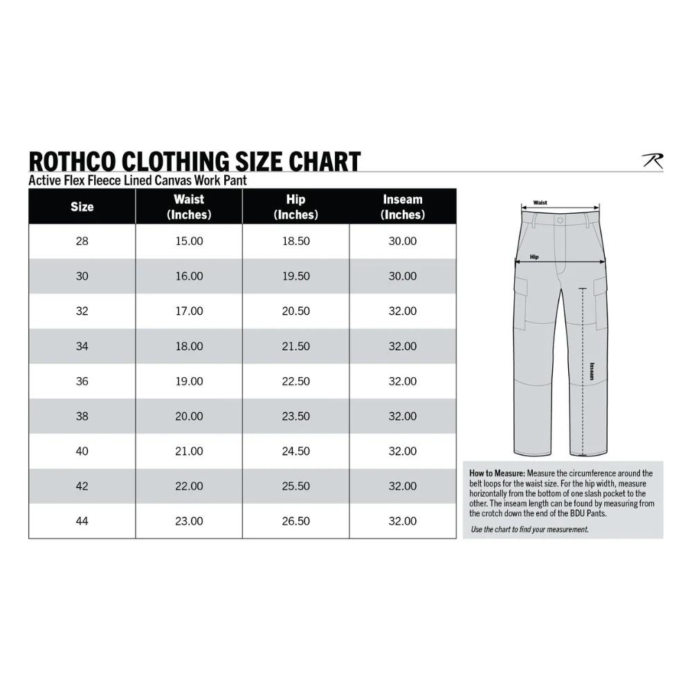Rothco Active Flex Fleece Lined Canvas Work Pants (Black) - Image 9