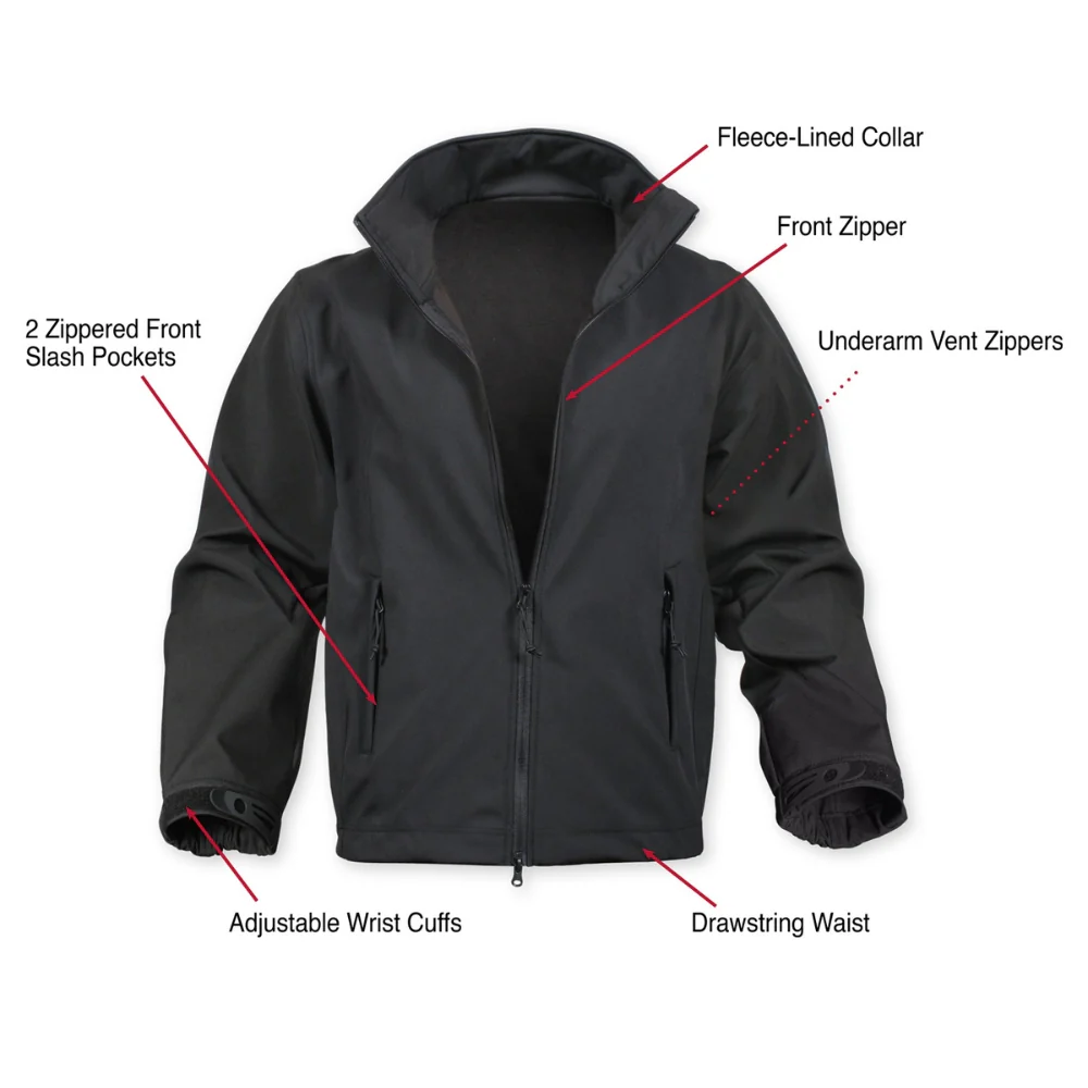 Rothco Black Soft Shell Uniform Jacket - Image 2