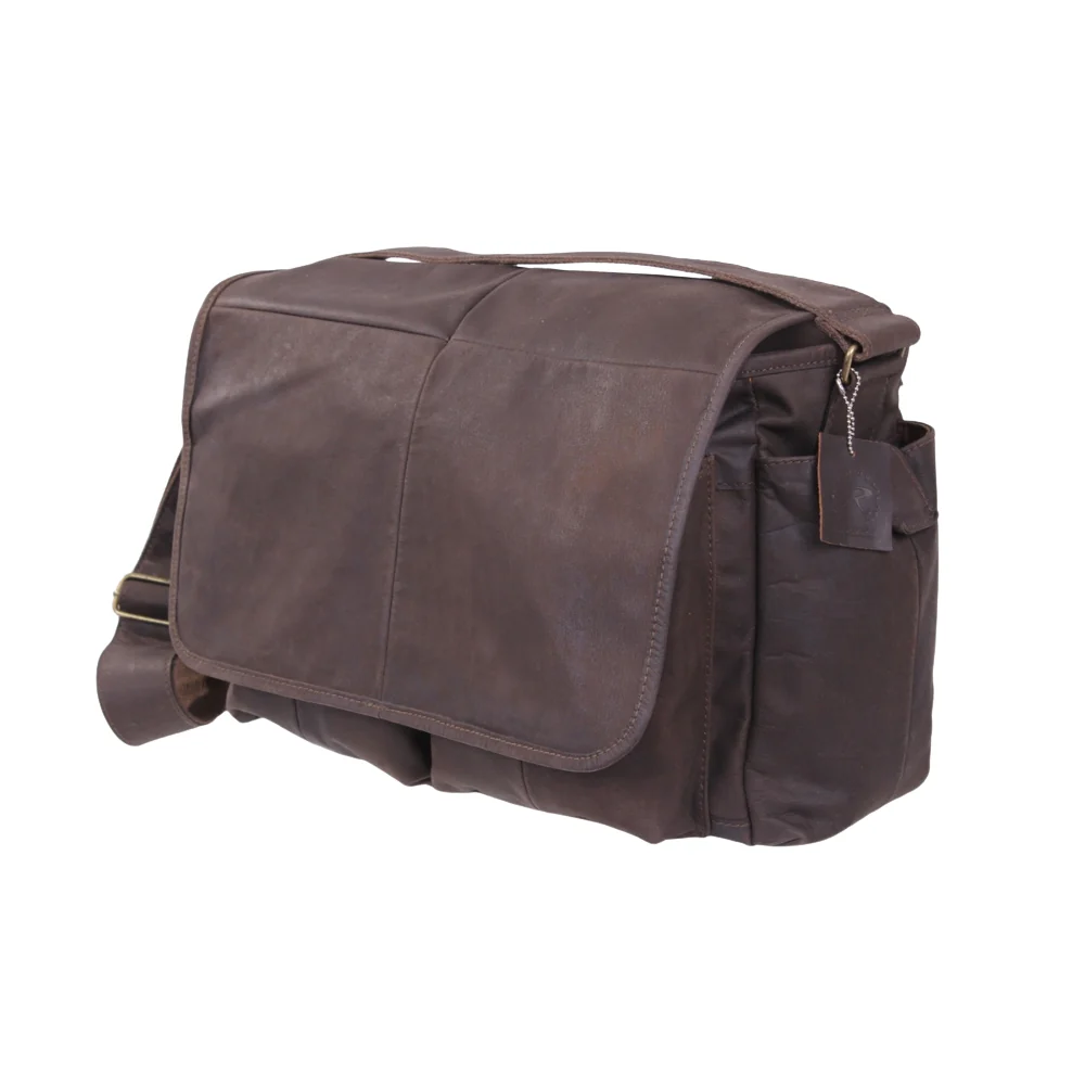 Rothco Brown Leather Classic Messenger Bag | RCO-613902991484 - Image 2