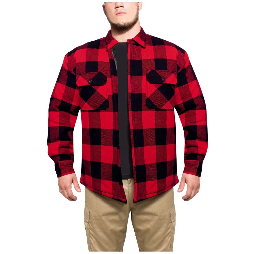 Rothco Buffalo Plaid Quilted Lined Jacket - Red - Image 2