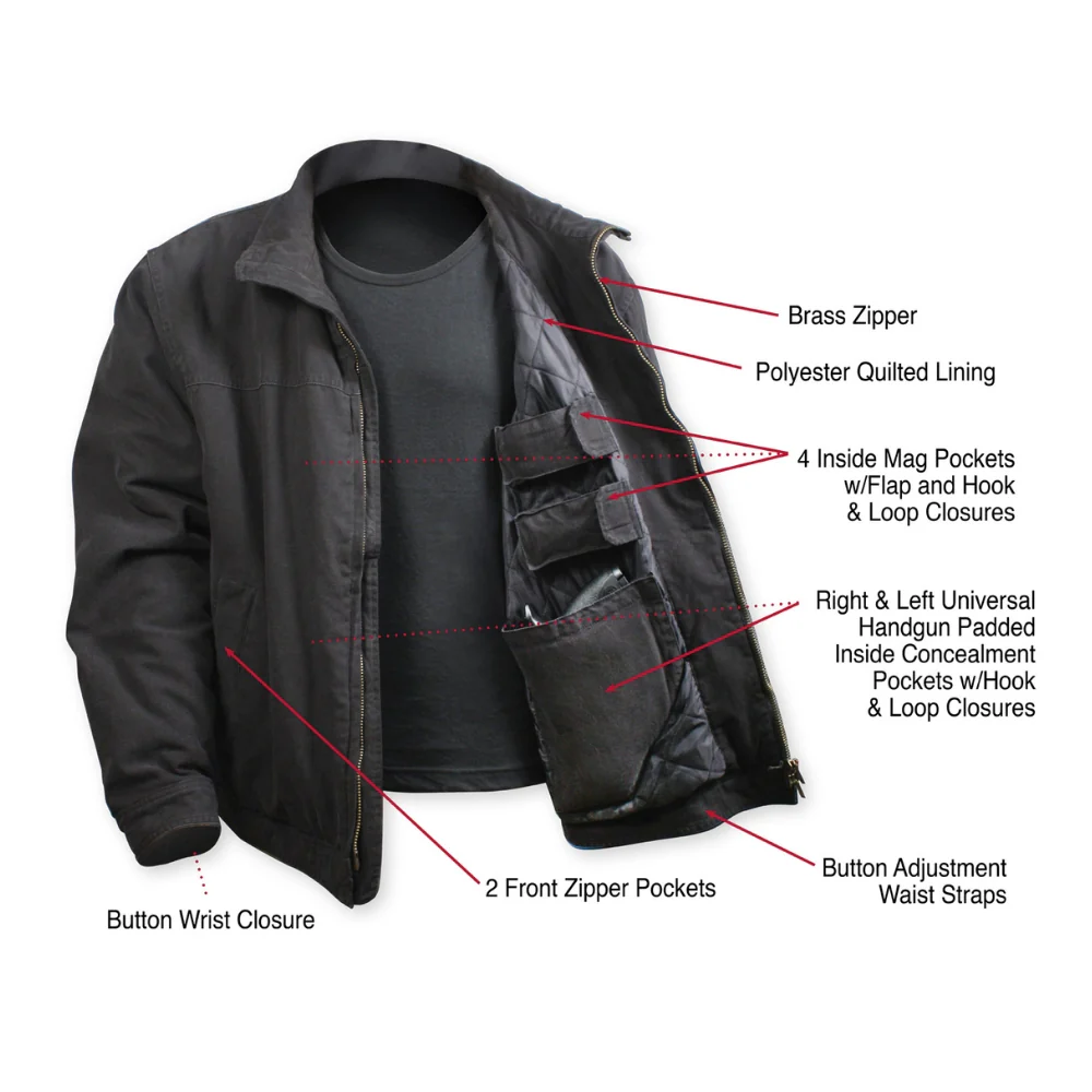 Rothco Concealed Carry 3 Season Jacket (Black) - Image 3