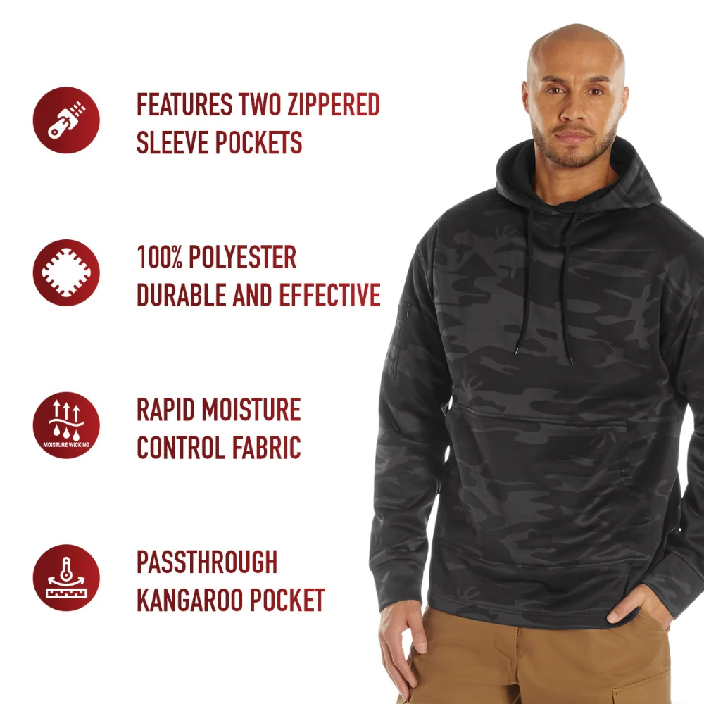 Rothco Concealed Carry Midnight Camo Hoodie (Midnight Black Camo) - Image 5