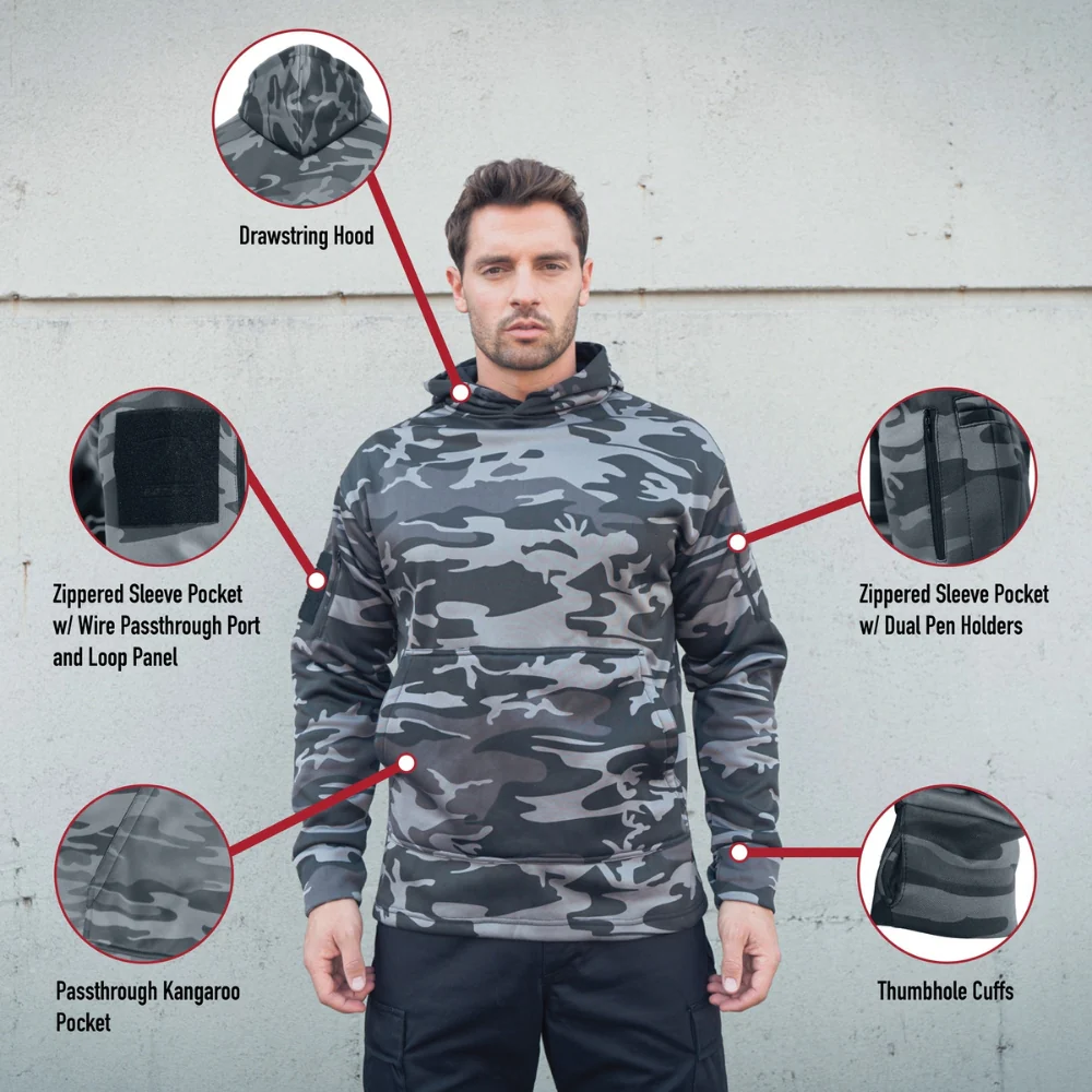 Rothco Concealed Carry Midnight Camo Hoodie (Midnight Black Camo) - Image 8