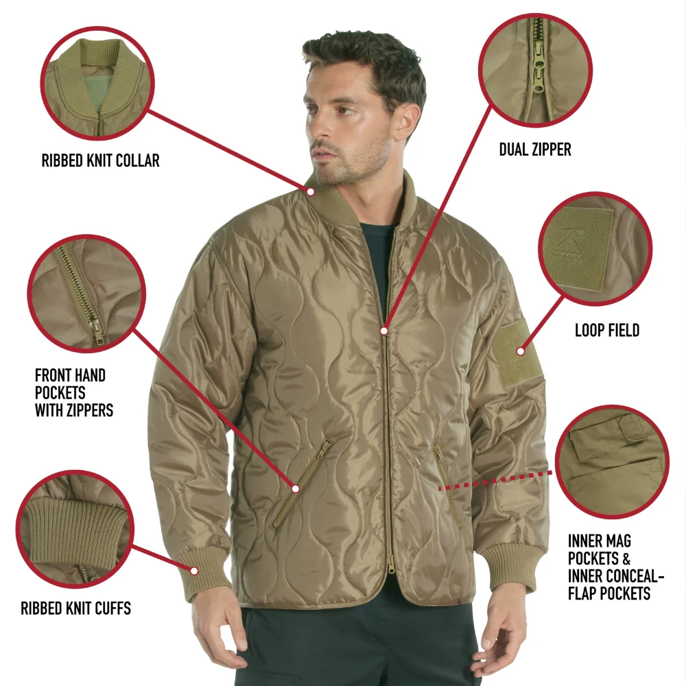 Rothco Concealed Carry Quilted Woobie Jacket (Coyote Brown) - Image 6