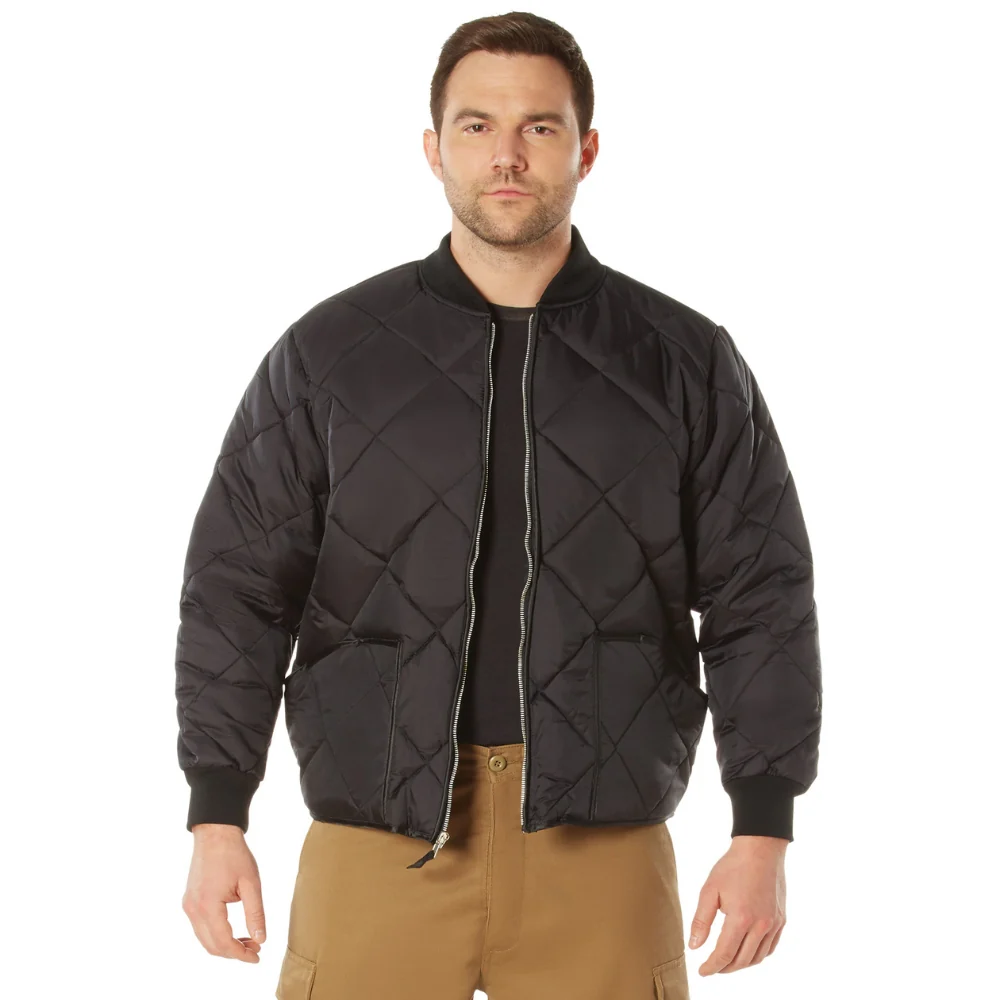 Rothco Diamond Nylon Quilted Flight Jacket (Black)