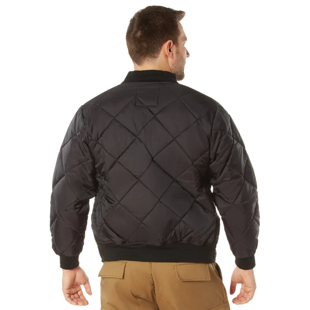 Rothco Diamond Nylon Quilted Flight Jacket (Black) - Image 4