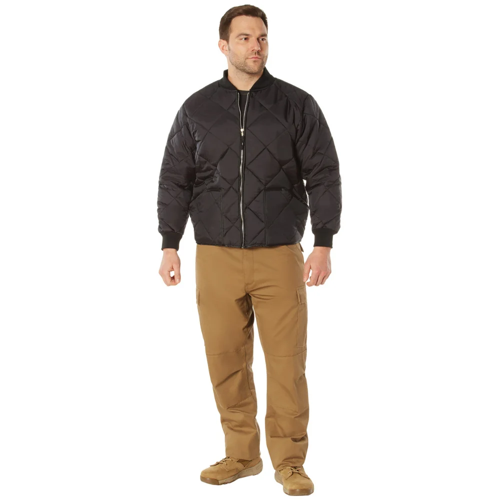 Rothco Diamond Nylon Quilted Flight Jacket (Black) - Image 5