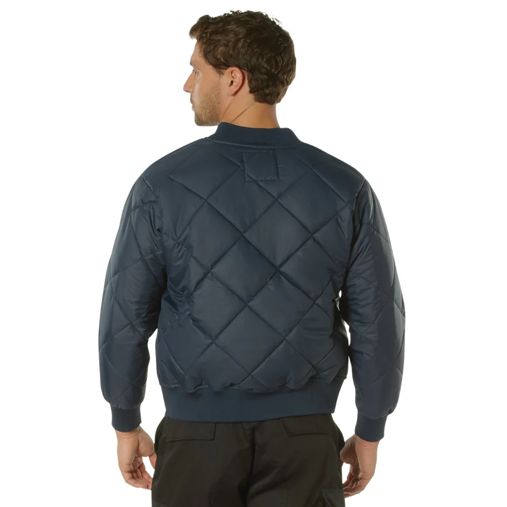 Rothco Diamond Nylon Quilted Flight Jacket (Navy Blue) - Image 2