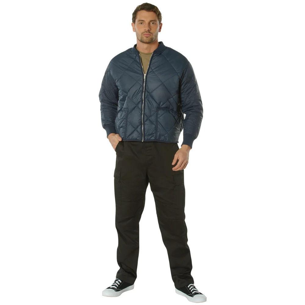 Rothco Diamond Nylon Quilted Flight Jacket (Navy Blue) - Image 3