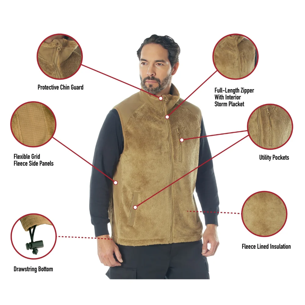 Rothco E.C.W.C.S. Fleece Vest (Coyote Brown) - Image 5
