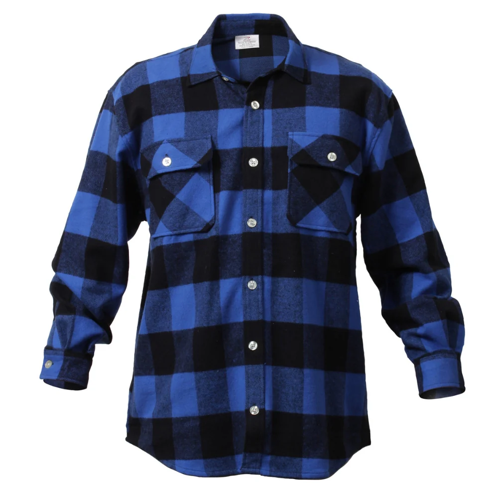 Rothco Extra Heavyweight Buffalo Plaid Flannel Shirt (Blue Plaid)