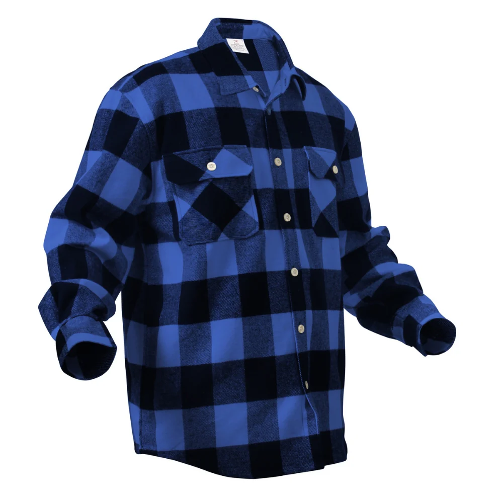 Rothco Extra Heavyweight Buffalo Plaid Flannel Shirt (Blue Plaid) - Image 2