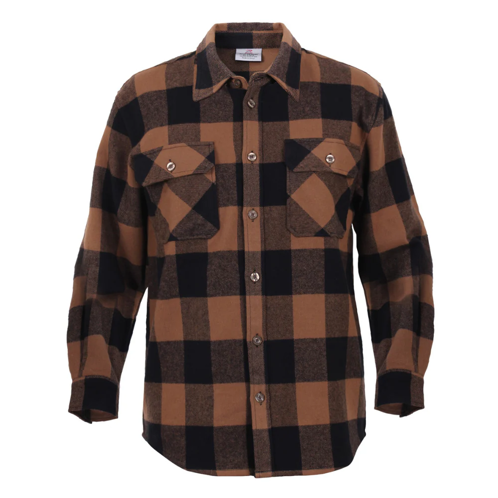 Rothco Extra Heavyweight Buffalo Plaid Flannel Shirt (Brown Plaid)